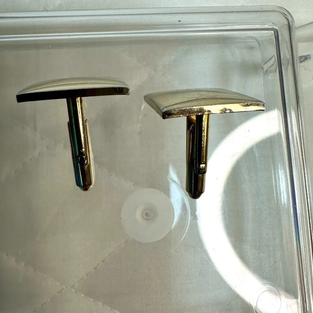 Mens Gold Tone Cufflinks Square Unique Classic Vintage